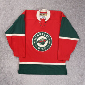 Vintage Koho NHL Minnesota Wild Youth Large Red Green Long Sleeve Jersey